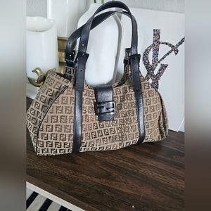 Fendi Zucchino Canvas Shoulder Bag